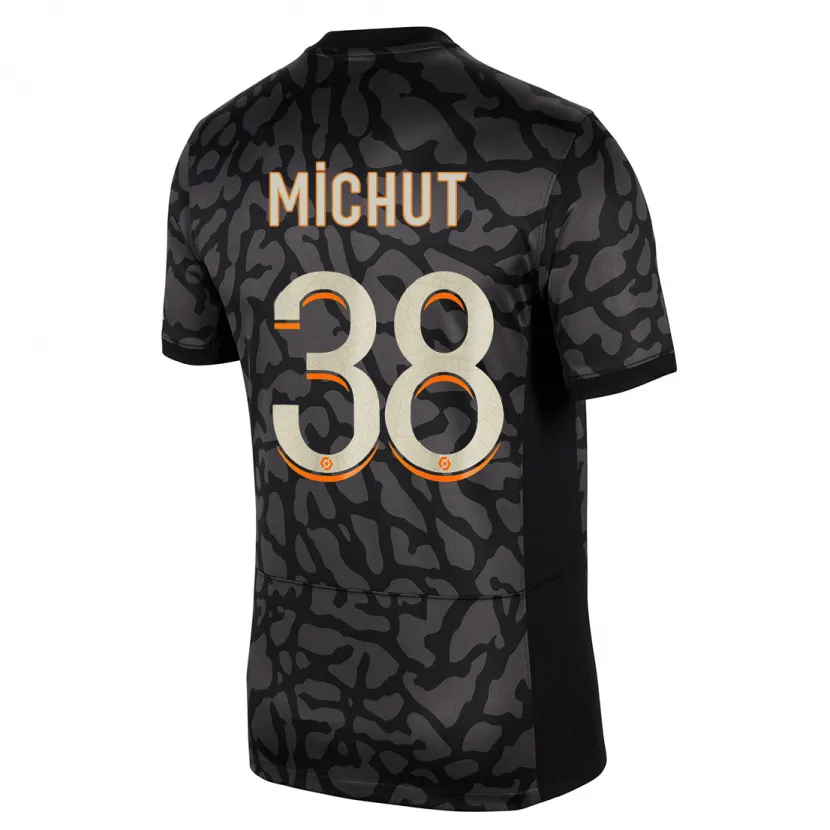 Danxen Mujer Camiseta Edouard Michut #38 Negro Equipación Tercera 2023/24 La Camisa