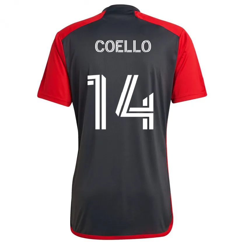 Danxen Niño Camiseta Alonso Coello #14 Rojo Grayn 1ª Equipación 2024/25 La Camisa