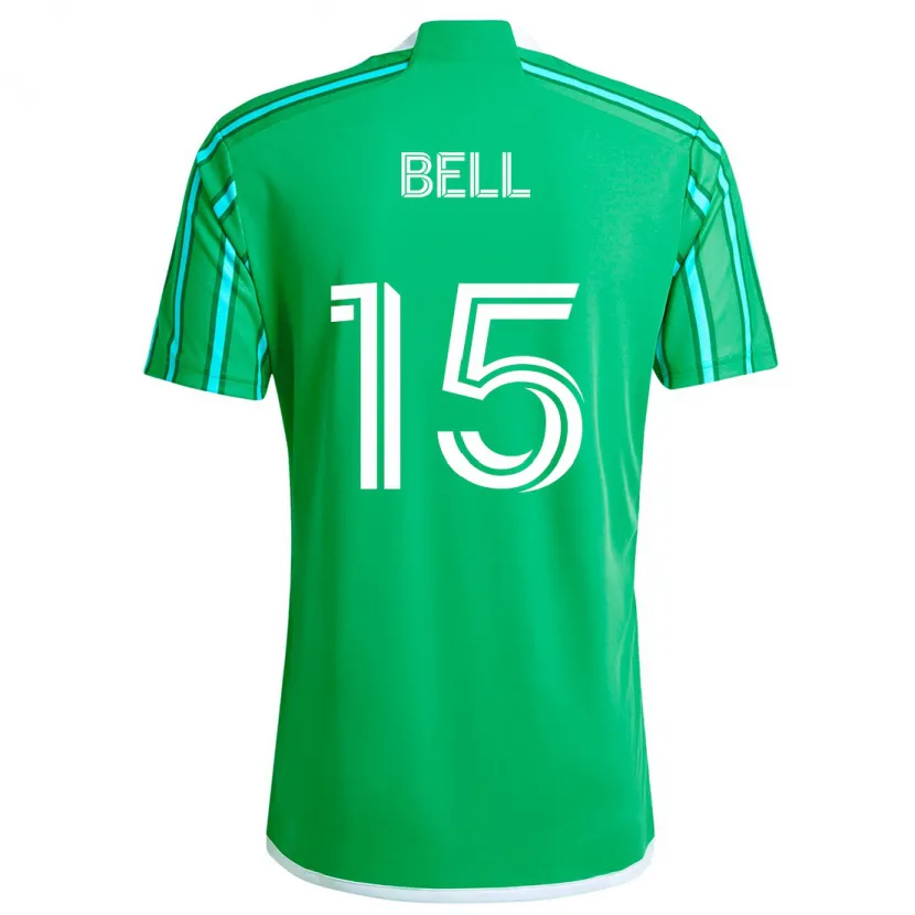 Danxen Niño Camiseta Jon Bell #15 Verde Blanco 1ª Equipación 2024/25 La Camisa