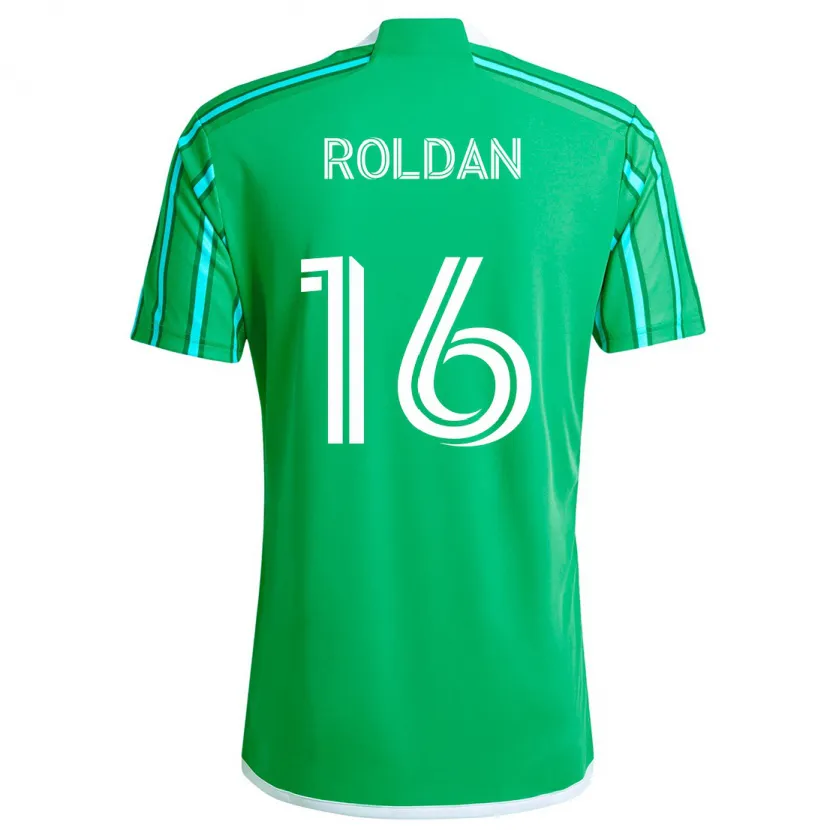 Danxen Niño Camiseta Álex Roldán #16 Verde Blanco 1ª Equipación 2024/25 La Camisa