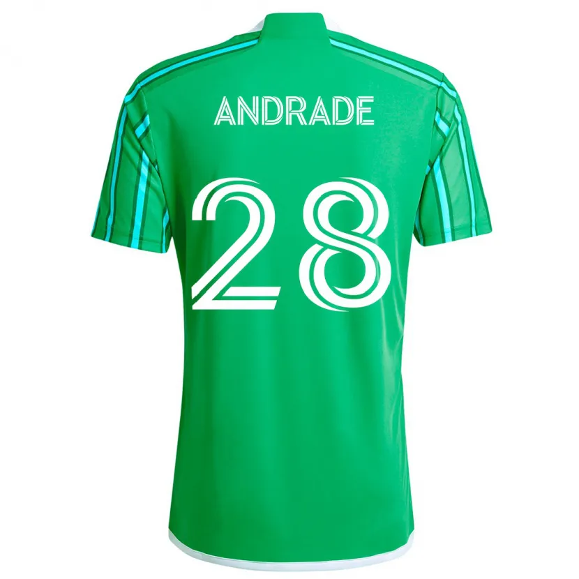 Danxen Niño Camiseta Yeimar Gómez Andrade #28 Verde Blanco 1ª Equipación 2024/25 La Camisa