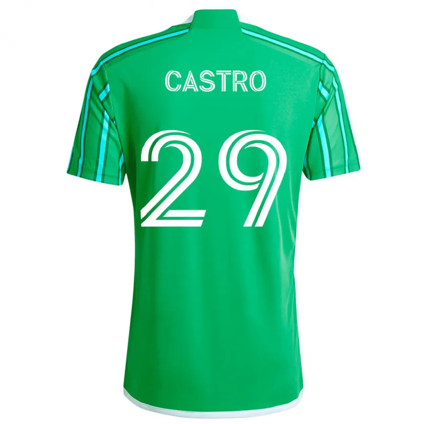 Danxen Niño Camiseta Jacob Castro #29 Verde Blanco 1ª Equipación 2024/25 La Camisa