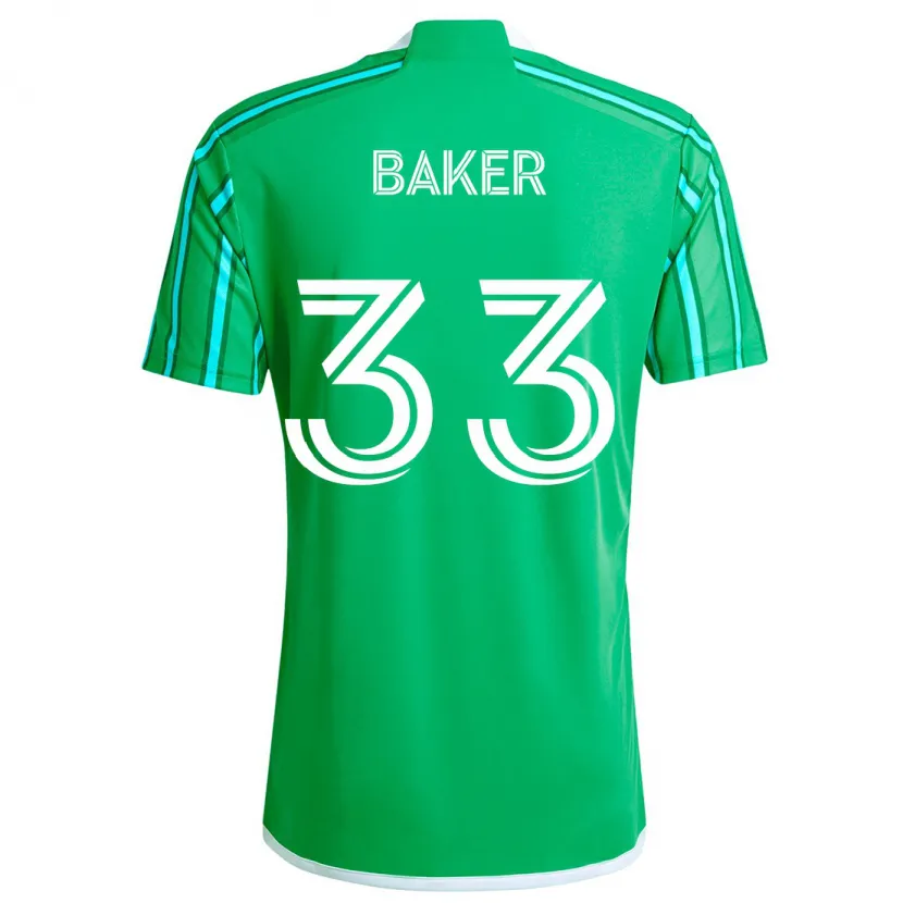 Danxen Niño Camiseta Cody Baker #33 Verde Blanco 1ª Equipación 2024/25 La Camisa