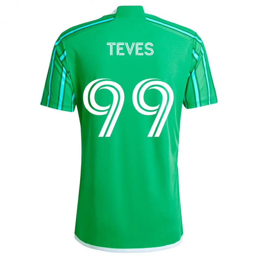 Danxen Niño Camiseta Dylan Teves #99 Verde Blanco 1ª Equipación 2024/25 La Camisa