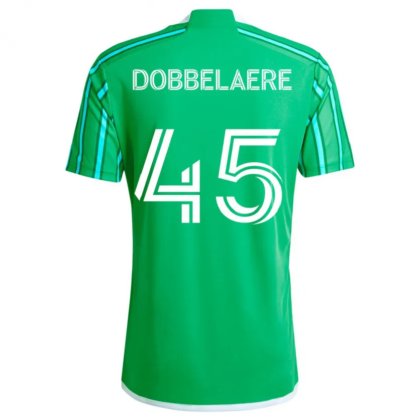 Danxen Niño Camiseta Ethan Dobbelaere #45 Verde Blanco 1ª Equipación 2024/25 La Camisa