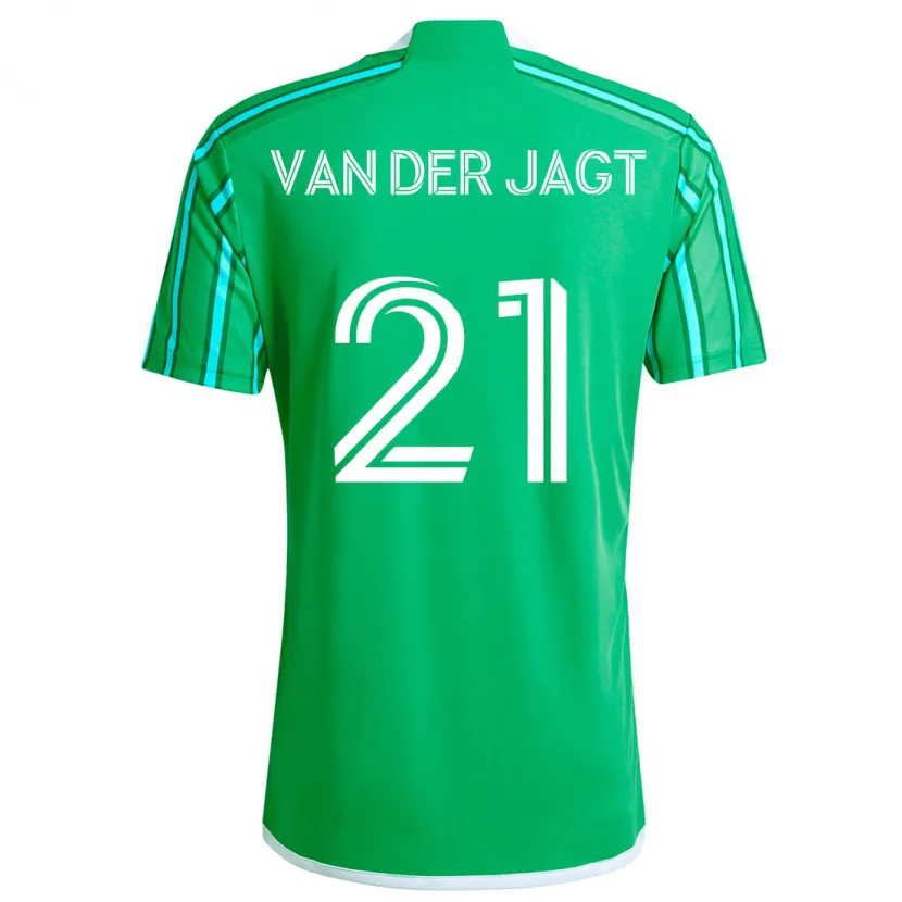 Danxen Niño Camiseta Olivia Van Der Jagt #21 Verde Blanco 1ª Equipación 2024/25 La Camisa