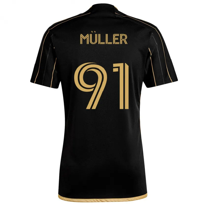 Danxen Niño Camiseta Luis Müller #91 Oro Negro 1ª Equipación 2024/25 La Camisa