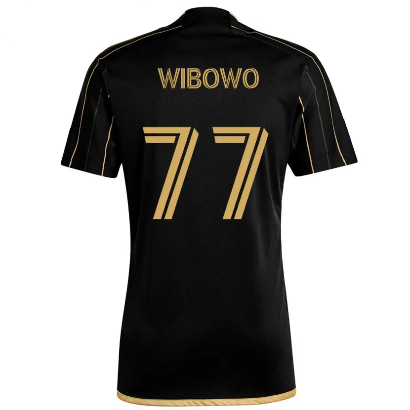 Danxen Niño Camiseta Adrian Wibowo #77 Oro Negro 1ª Equipación 2024/25 La Camisa