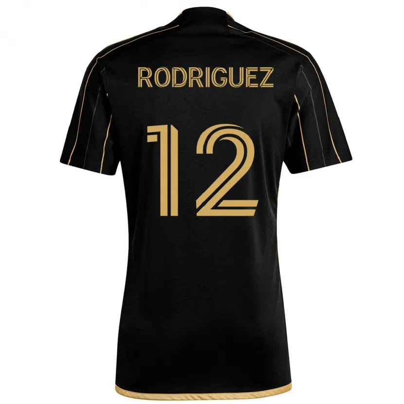 Danxen Niño Camiseta Jeremi Rodríguez #12 Oro Negro 1ª Equipación 2024/25 La Camisa