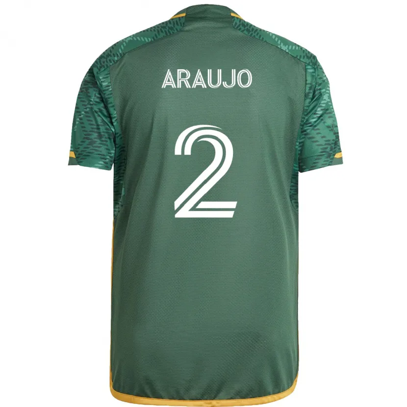 Danxen Niño Camiseta Miguel Araujo #2 Verde Naranja 1ª Equipación 2024/25 La Camisa