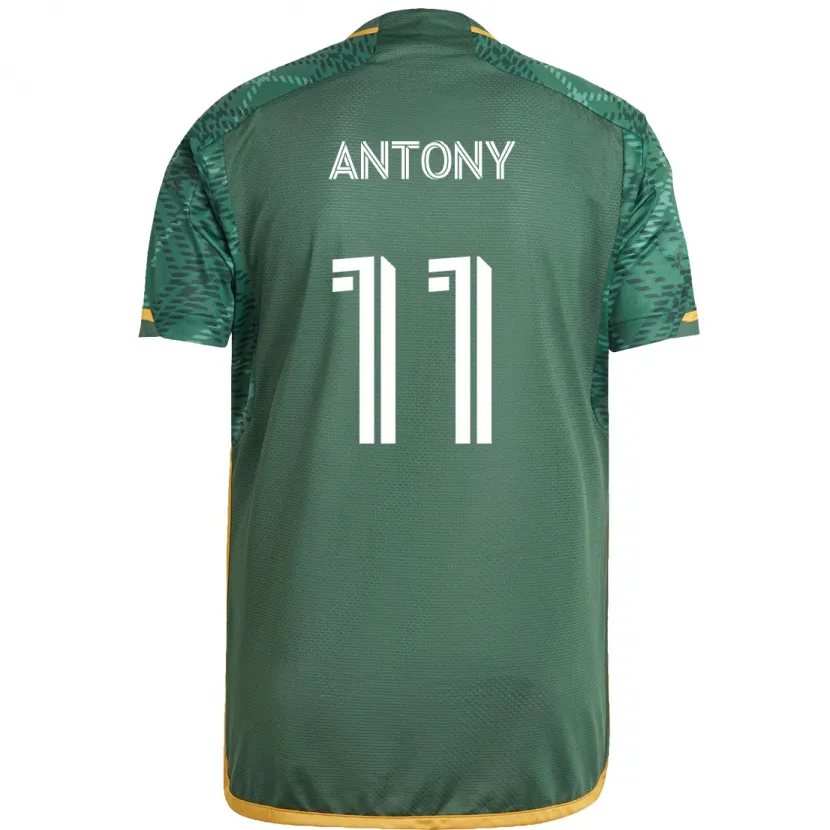 Danxen Niño Camiseta Antony #11 Verde Naranja 1ª Equipación 2024/25 La Camisa