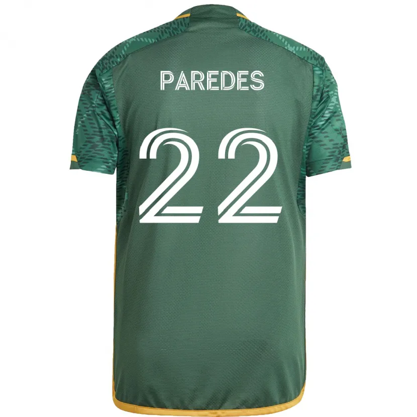 Danxen Niño Camiseta Cristhian Paredes #22 Verde Naranja 1ª Equipación 2024/25 La Camisa