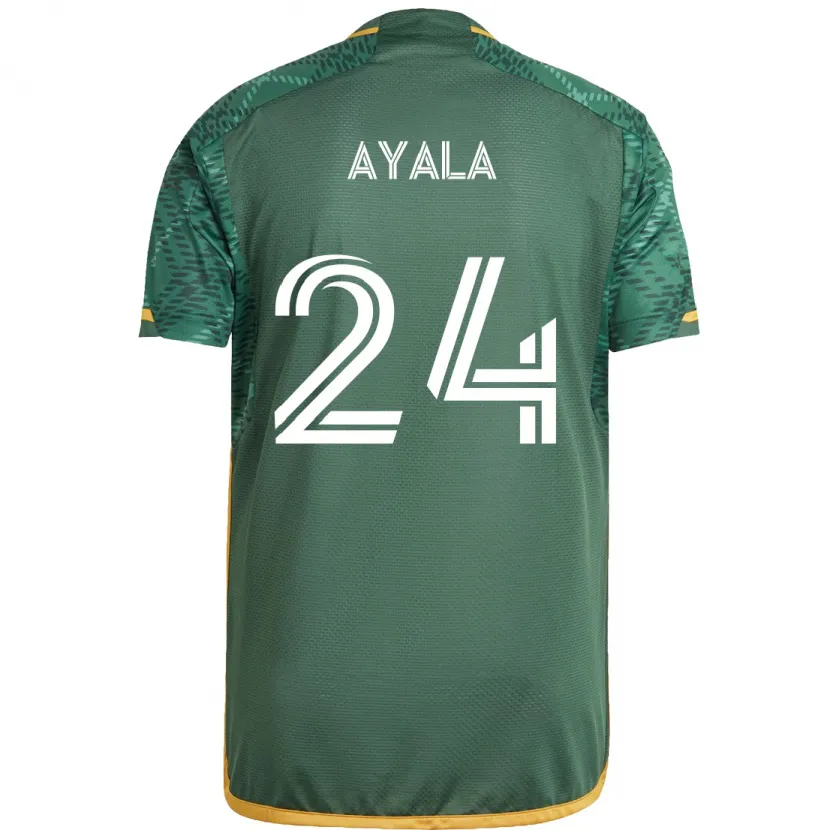 Danxen Niño Camiseta David Ayala #24 Verde Naranja 1ª Equipación 2024/25 La Camisa