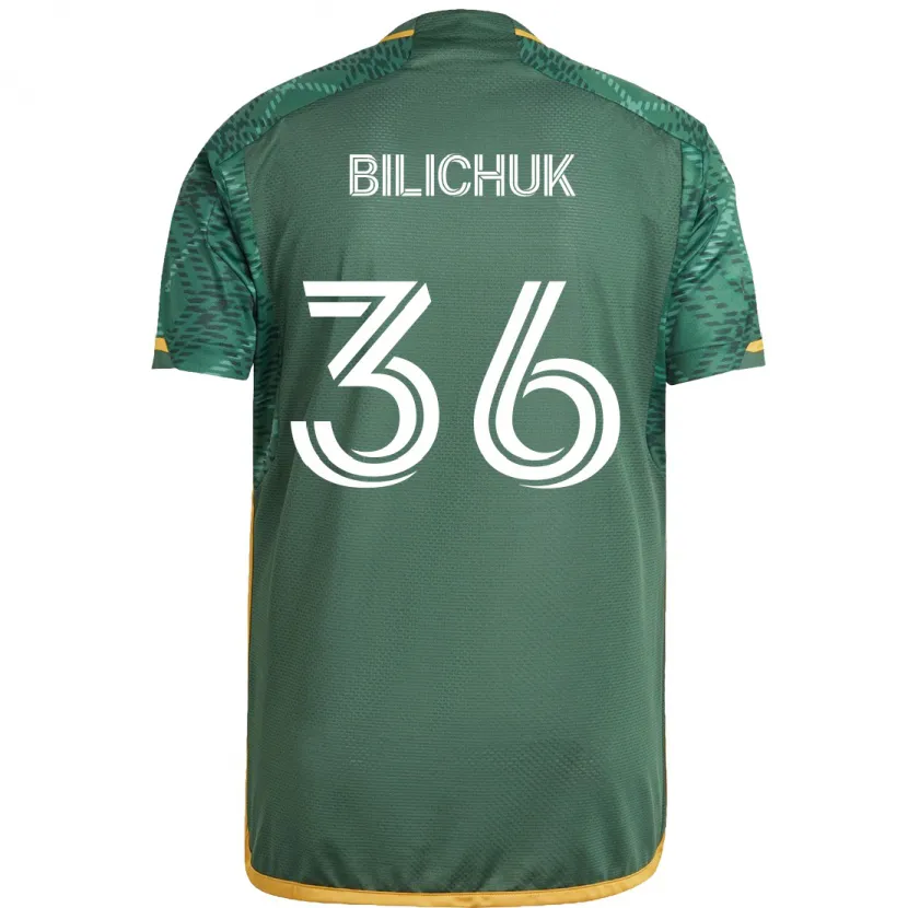 Danxen Niño Camiseta Ryan Bilichuk #36 Verde Naranja 1ª Equipación 2024/25 La Camisa