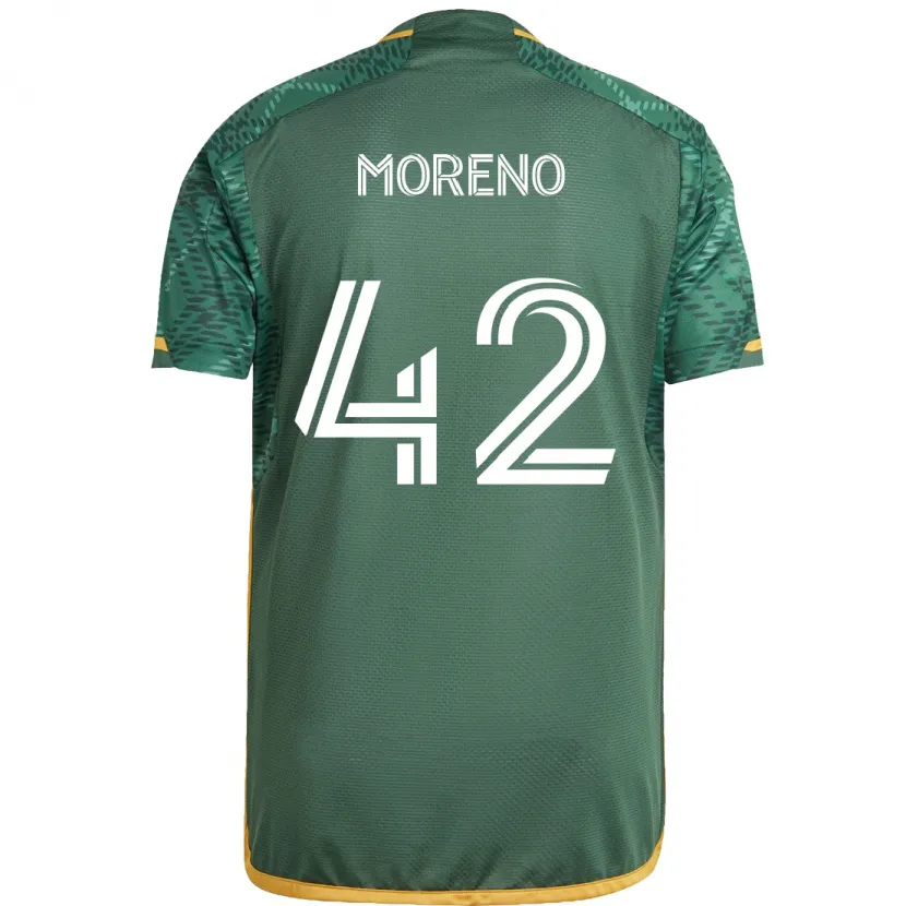 Danxen Niño Camiseta Alexis Moreno #42 Verde Naranja 1ª Equipación 2024/25 La Camisa