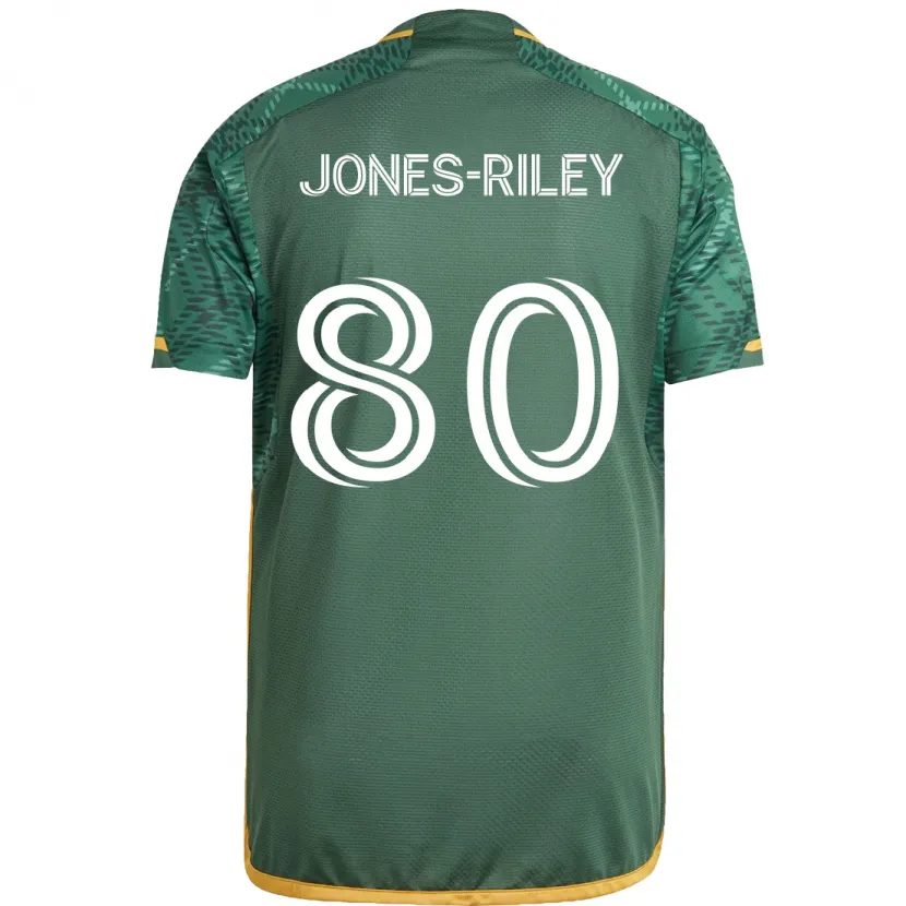 Danxen Niño Camiseta Jaden Jones-Riley #80 Verde Naranja 1ª Equipación 2024/25 La Camisa