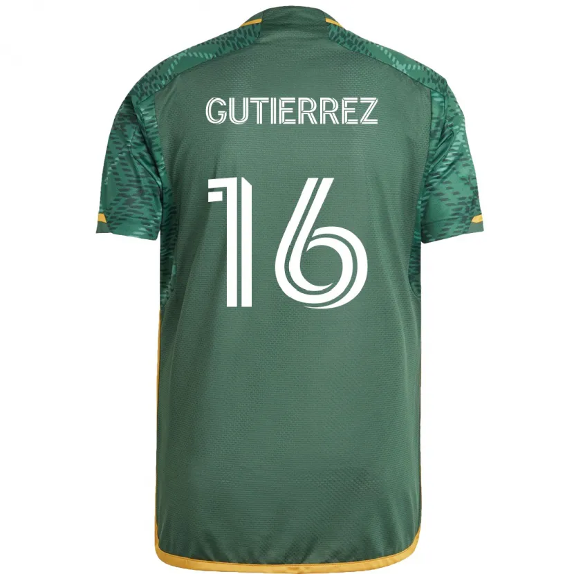 Danxen Niño Camiseta Diego Gutiérrez #16 Verde Naranja 1ª Equipación 2024/25 La Camisa