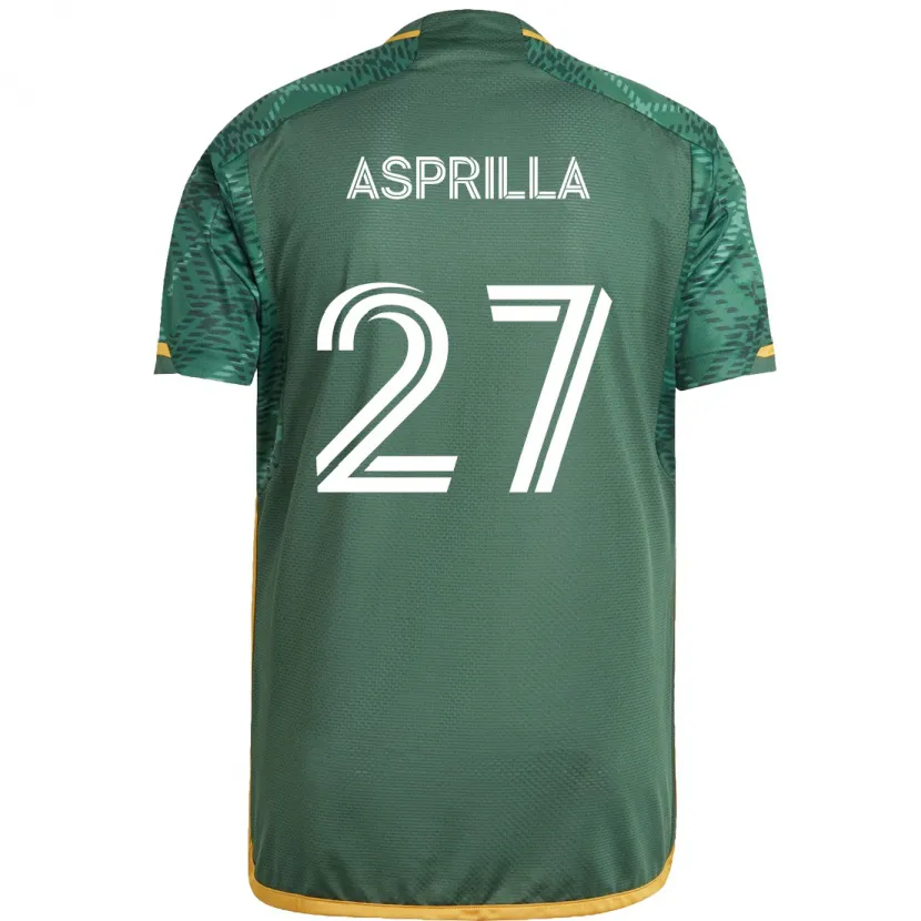 Danxen Niño Camiseta Dairon Asprilla #27 Verde Naranja 1ª Equipación 2024/25 La Camisa