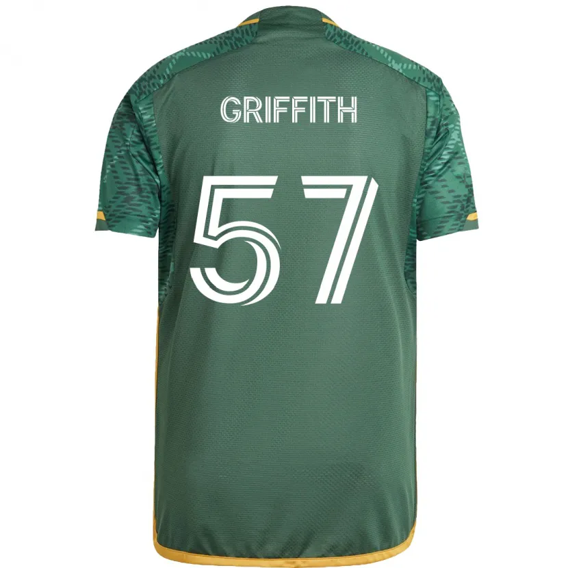 Danxen Niño Camiseta Víctor Griffith #57 Verde Naranja 1ª Equipación 2024/25 La Camisa