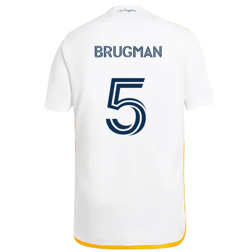 Danxen Niño Camiseta Gastón Brugman #5 Blanco Amarillo 1ª Equipación 2024/25 La Camisa