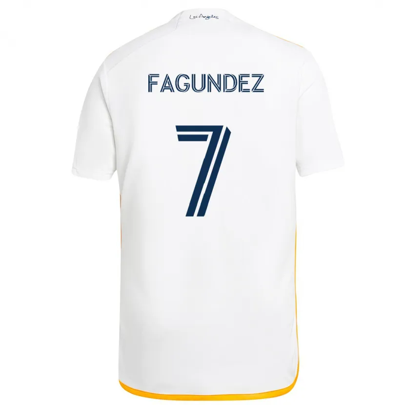 Danxen Niño Camiseta Diego Fagúndez #7 Blanco Amarillo 1ª Equipación 2024/25 La Camisa