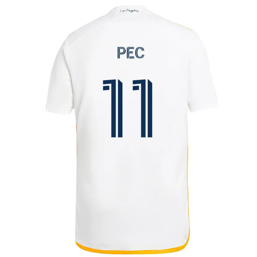 Danxen Niño Camiseta Gabriel Pec #11 Blanco Amarillo 1ª Equipación 2024/25 La Camisa