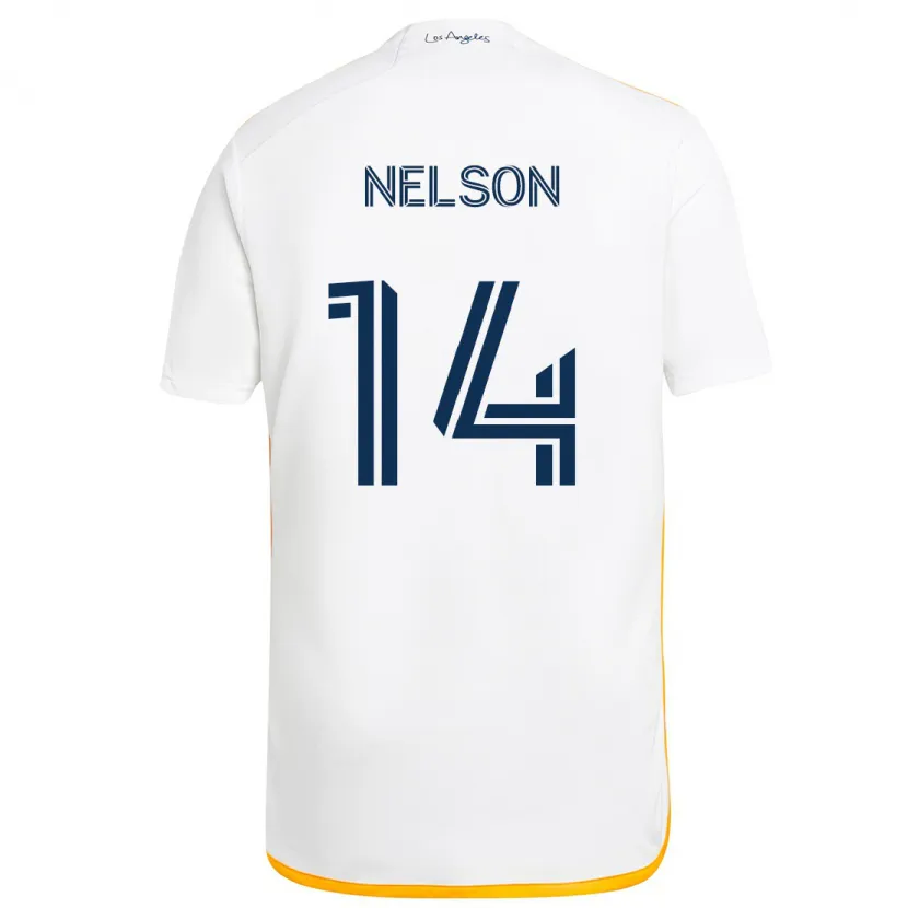 Danxen Niño Camiseta John Nelson #14 Blanco Amarillo 1ª Equipación 2024/25 La Camisa