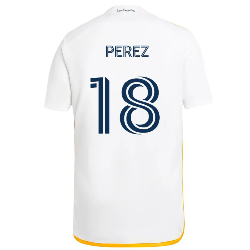 Danxen Niño Camiseta Jonathan Pérez #18 Blanco Amarillo 1ª Equipación 2024/25 La Camisa