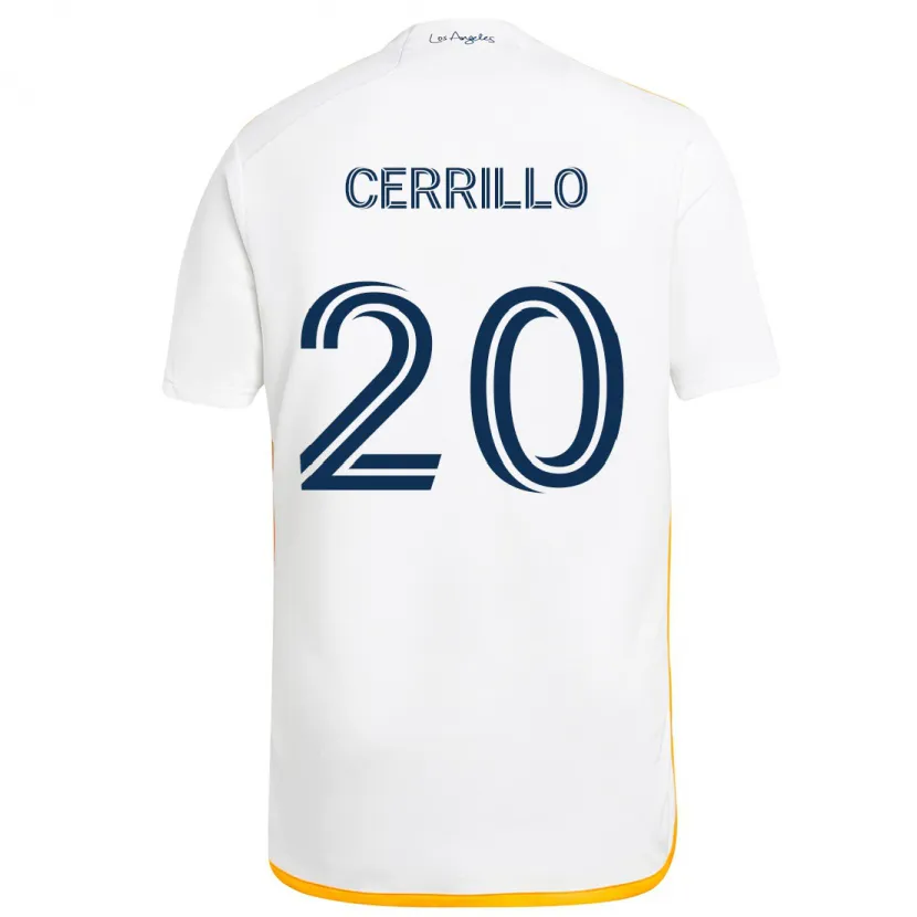 Danxen Niño Camiseta Edwin Cerrillo #20 Blanco Amarillo 1ª Equipación 2024/25 La Camisa