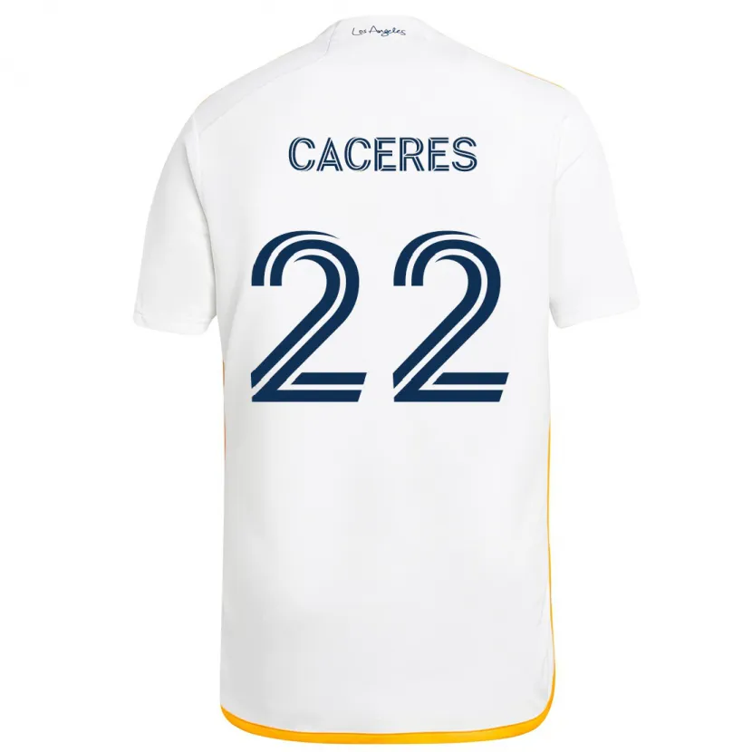 Danxen Niño Camiseta Martín Cáceres #22 Blanco Amarillo 1ª Equipación 2024/25 La Camisa