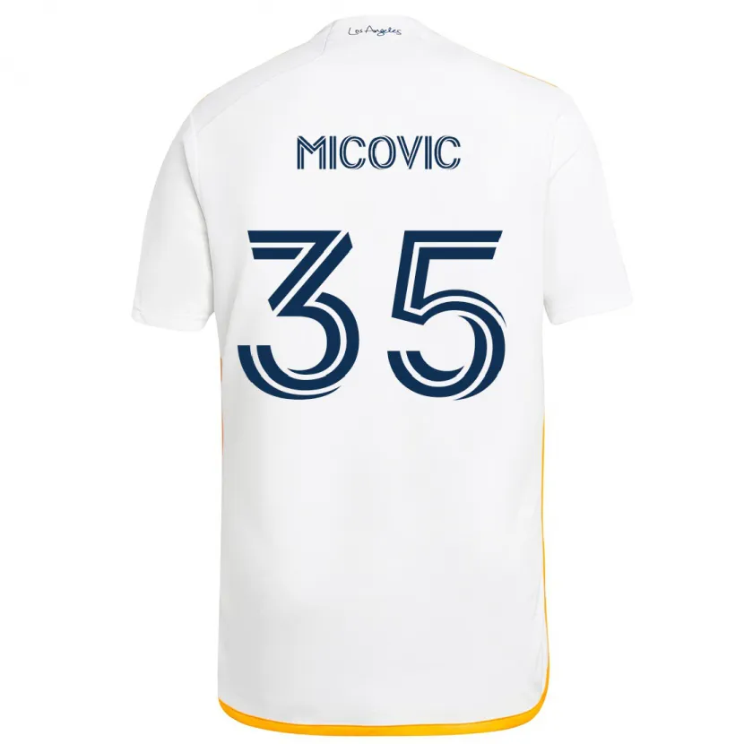 Danxen Niño Camiseta Novak Micovic #35 Blanco Amarillo 1ª Equipación 2024/25 La Camisa