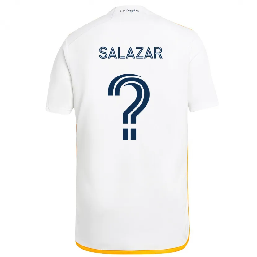 Danxen Niño Camiseta Enrique Salazar #0 Blanco Amarillo 1ª Equipación 2024/25 La Camisa