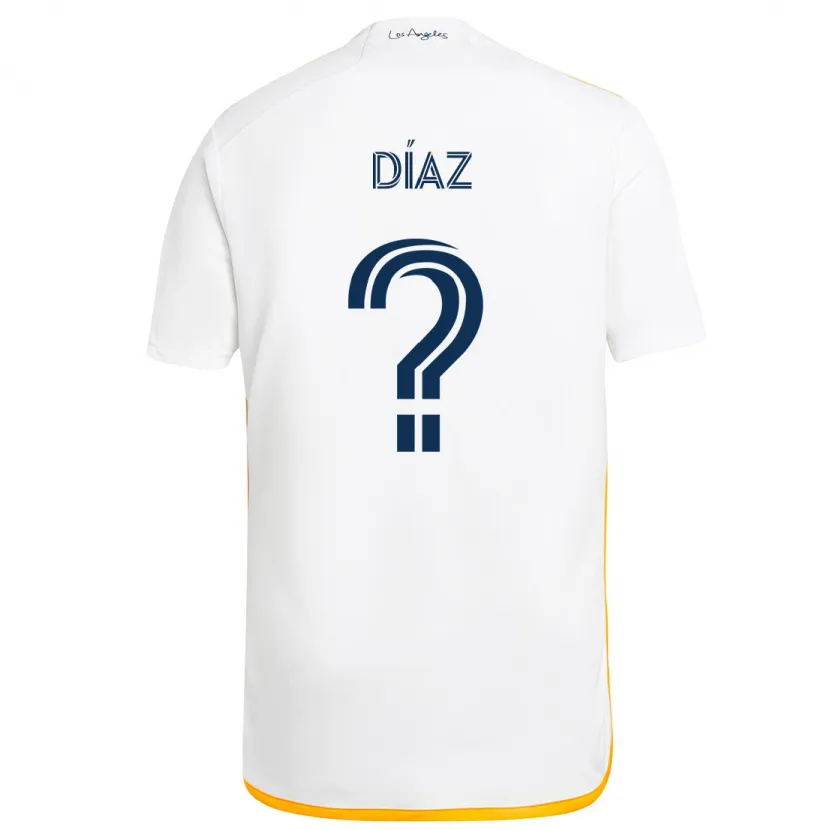 Danxen Niño Camiseta Carlos Díaz #0 Blanco Amarillo 1ª Equipación 2024/25 La Camisa