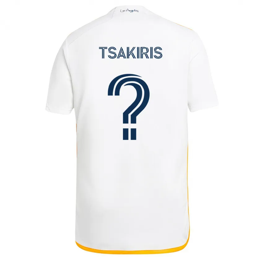 Danxen Niño Camiseta Mateo Tsakiris #0 Blanco Amarillo 1ª Equipación 2024/25 La Camisa