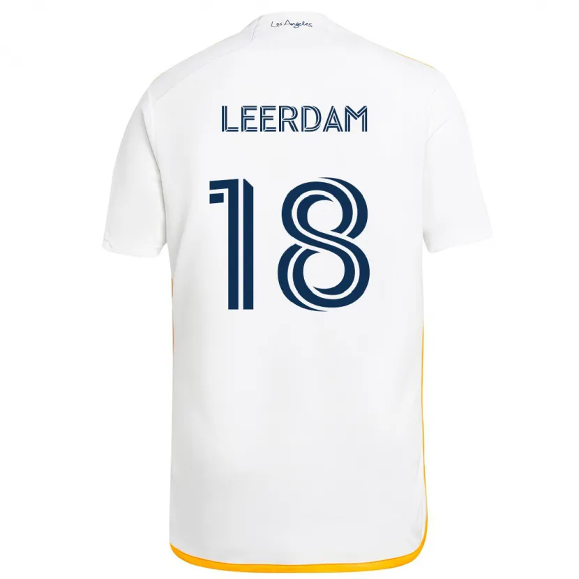 Danxen Niño Camiseta Kelvin Leerdam #18 Blanco Amarillo 1ª Equipación 2024/25 La Camisa