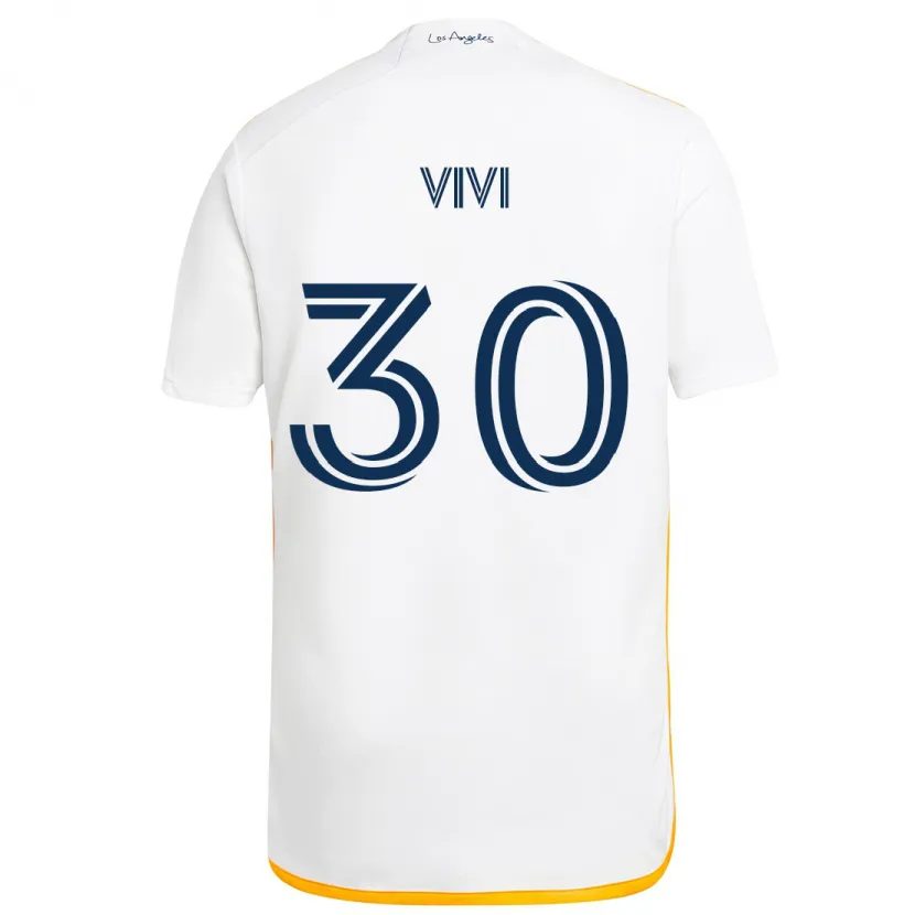 Danxen Niño Camiseta Gino Vivi #30 Blanco Amarillo 1ª Equipación 2024/25 La Camisa