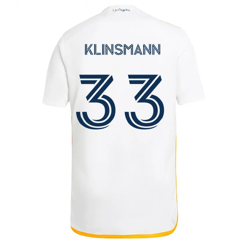 Danxen Niño Camiseta Jonathan Klinsmann #33 Blanco Amarillo 1ª Equipación 2024/25 La Camisa