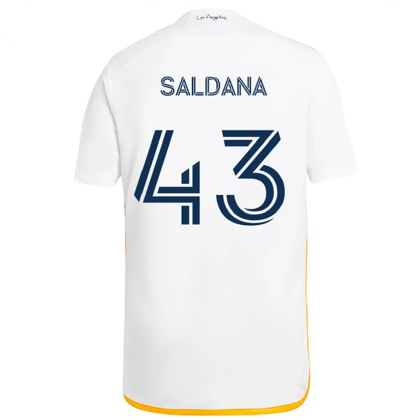 Danxen Niño Camiseta Adam Saldaña #43 Blanco Amarillo 1ª Equipación 2024/25 La Camisa