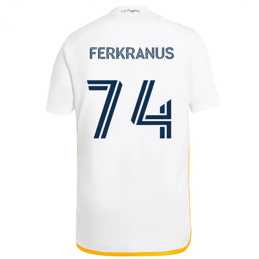 Danxen Niño Camiseta Marcus Ferkranus #74 Blanco Amarillo 1ª Equipación 2024/25 La Camisa