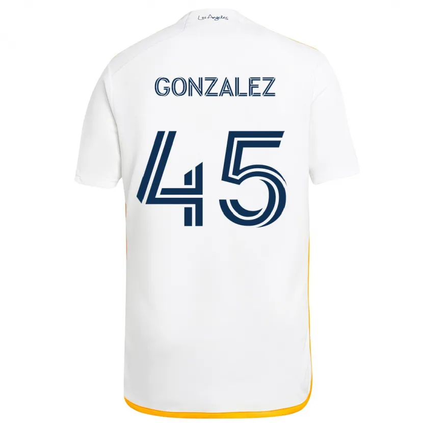 Danxen Niño Camiseta Adrián González #45 Blanco Amarillo 1ª Equipación 2024/25 La Camisa