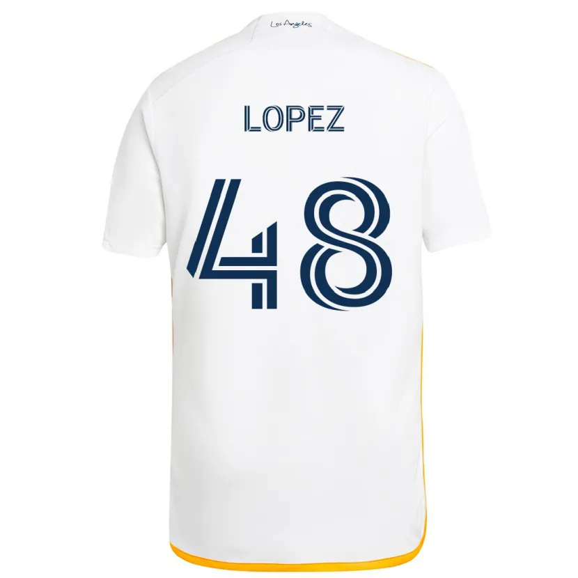 Danxen Niño Camiseta Diego López #48 Blanco Amarillo 1ª Equipación 2024/25 La Camisa