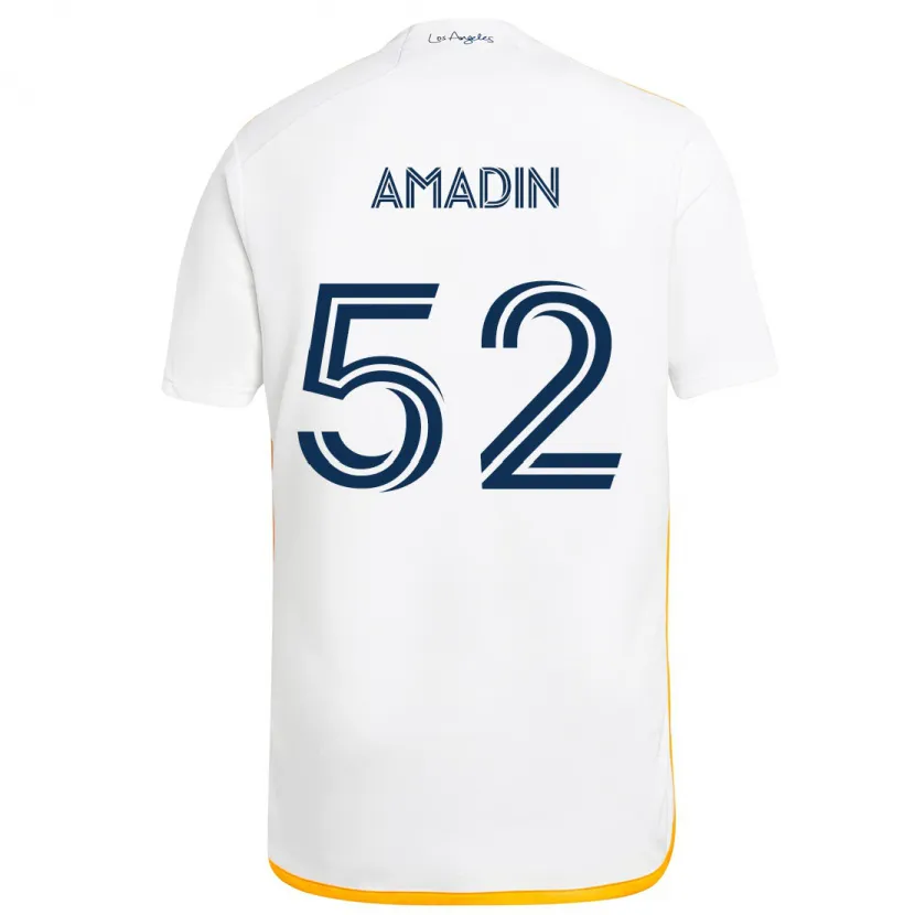 Danxen Niño Camiseta Elijah Amadin #52 Blanco Amarillo 1ª Equipación 2024/25 La Camisa