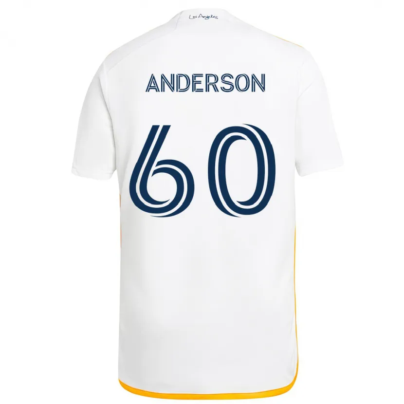 Danxen Niño Camiseta Nolan Anderson #60 Blanco Amarillo 1ª Equipación 2024/25 La Camisa