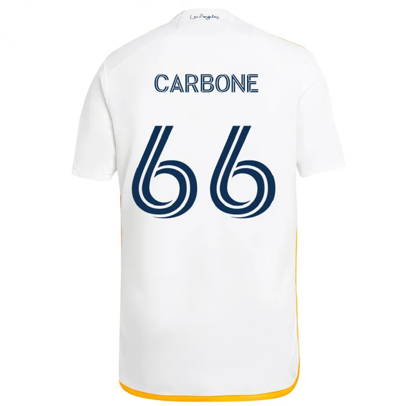 Danxen Niño Camiseta Matteo Carbone #66 Blanco Amarillo 1ª Equipación 2024/25 La Camisa