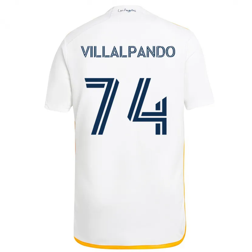 Danxen Niño Camiseta Sergio Villalpando #74 Blanco Amarillo 1ª Equipación 2024/25 La Camisa