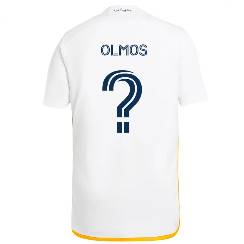 Danxen Niño Camiseta Justin Olmos #0 Blanco Amarillo 1ª Equipación 2024/25 La Camisa