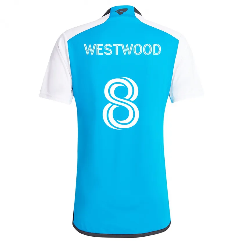 Danxen Niño Camiseta Ashley Westwood #8 Azul Blanco 1ª Equipación 2024/25 La Camisa