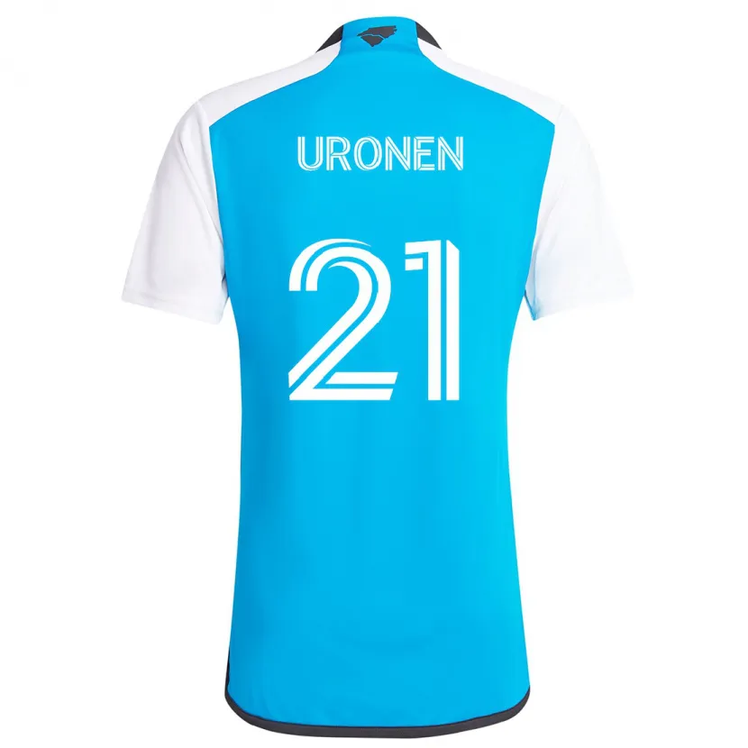 Danxen Niño Camiseta Jere Uronen #21 Azul Blanco 1ª Equipación 2024/25 La Camisa