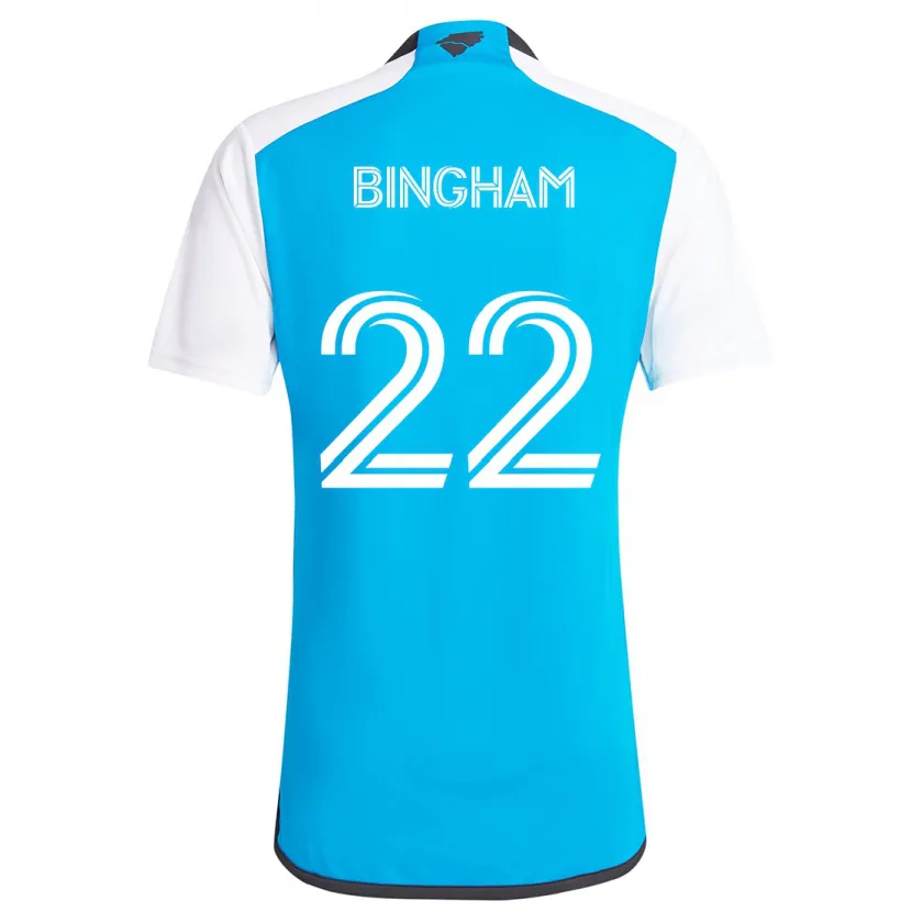 Danxen Niño Camiseta David Bingham #22 Azul Blanco 1ª Equipación 2024/25 La Camisa