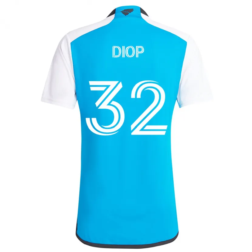 Danxen Niño Camiseta Hamady Diop #32 Azul Blanco 1ª Equipación 2024/25 La Camisa